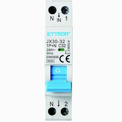 IXTRIMA Interruttore Magnetotermico 1P+N 32A 220V 6KA per Guida DIN - 1 Modulo DIN - Protezione Circuiti e Sicurezza Impianti