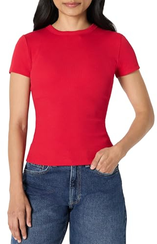 Amazon Essentials Women's Slim-Fit Stretch Ribbed Short-Sleeve Top