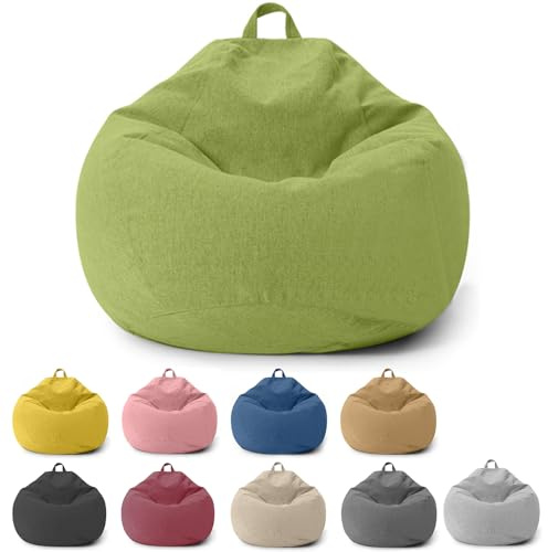Chingcoo Pouf per bambini e adulti, solo rivestimento (senza imbottitura), sedia a sacco per camera da letto, ufficio, soggiorno, terrazza (verde)