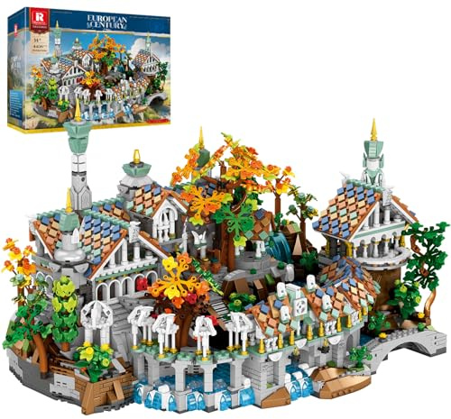 Reobrix Mittelalter Tal Stadt Bausatz 55015 Europäische Architektur Modell | 4406 Teile Europäisches Architektur Modell, Mittelalter Bausteinkollektion für Zuhause & Büro, Ideales kreatives Geschenk