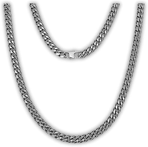 Lunara Atelier TITAN Halskette, Panzerkette 7 mm, Gliederkette, 100% reines TITAN, für empfindliche Haut, hypoallergen, schlicht und robust