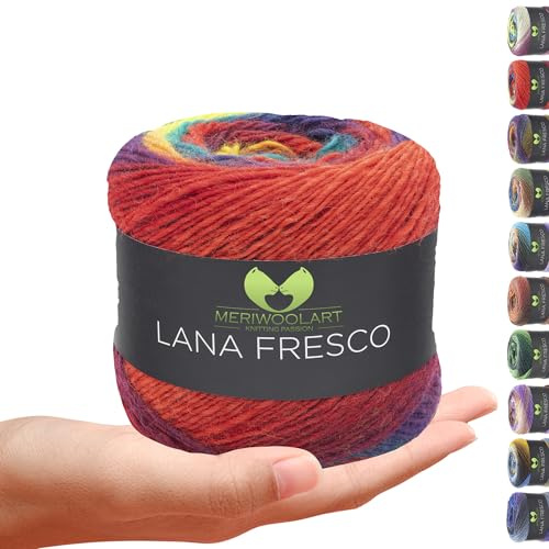 MeriWoolArt® Extrafeine Merinowolle garn zum Stricken oder Häkeln (100g, 380m) - Vielseitig für Hüte, Snoods, Blusen, Tuniken und warme Kleidung für Kinder und Erwachsene