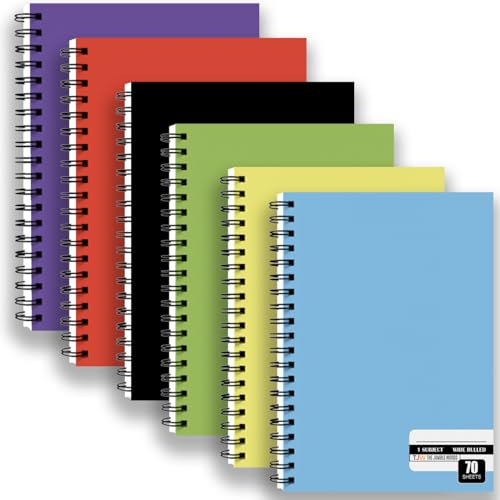 The Jumble Words Spiral Notebook 6 Pack, College Ruled Writing Notebooks, 70 Sheets Each, Spiral Bound with Durable Covers, Bulk Stationery for School, College, Office, Classroom & Business Use