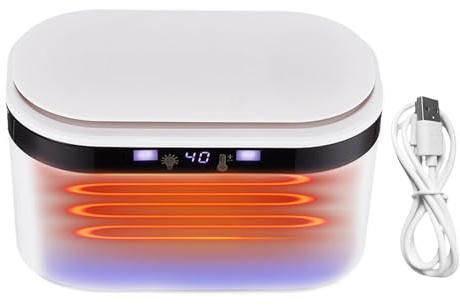 Thermostatischer Handtuchwärmer, 21,9 x 14,9 x 11,9 cm, 10 W, intelligente Temperaturkontrolle, USB-Ladespender, Wickeltisch für Zuhause, Wärmelösung
