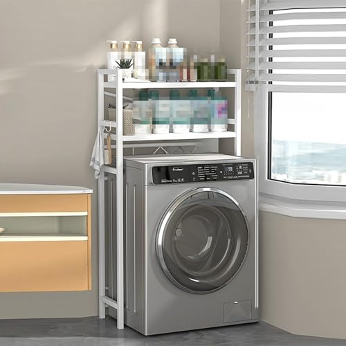 Mehrstöckiges Regal Für Waschmaschinen, Einfach Über Waschmaschine Und Trockner Regale, Robust Und Langlebig, Große Kapazität Lagerung, Für Badezimmer/Balkon(White,Two floors)