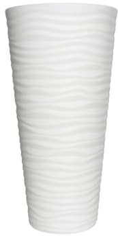 DRW Pot Haut Rond Blanc avec Pot Amovible 39,2 x 39,2 x 80 cm