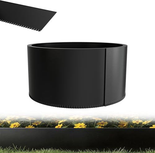 XMTECH Bordure de pelouse en métal noir, 15 cm de haut, pour délimiter les parterres de fleurs, les arbres, les jardins de galets, flexible, 20 m