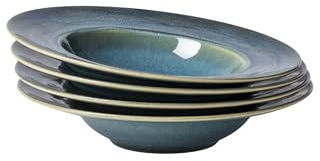 Gipfelstück Pastateller-Set, Steinzeug TIEFER SEE Blau/Grün