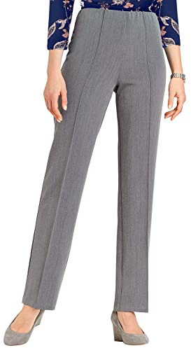 Chums Ladies Figure Flattering Trousers Fully Elasticated Comfort Pull-On Pants with Pintuck Stitch Grey 12 Short