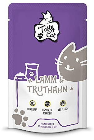 Tasty Cat Nassfutter für Katzen Lamm & Truthahn 12 x 125g. | getreidefrei | zuckerfrei