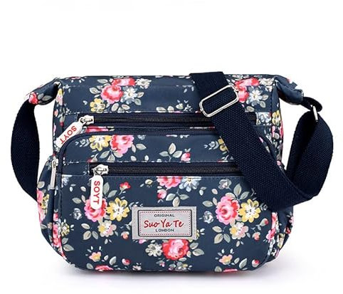 YYW Damen-Umhängetasche mit mehreren Taschen, wasserdicht, Nylon, Marineblau, Einheitsgröße