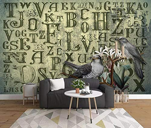 ZXCHEE Papier Peint Panoramique Fleurs Et Oiseaux Anglais Rétro 350x245cm Papier Peint Intissé 3D Tapisserie Poster Decoration Murale Chambre Salon