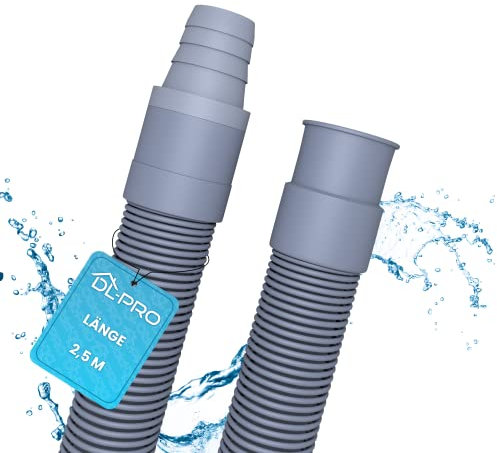 DL-pro Tubo di scarico universale, 2,5 m, diametro 19 mm, per lavatrice, prolunga tubo flessibile [perfetta tenuta] – tubo di scarico per lavastoviglie e lavatrice