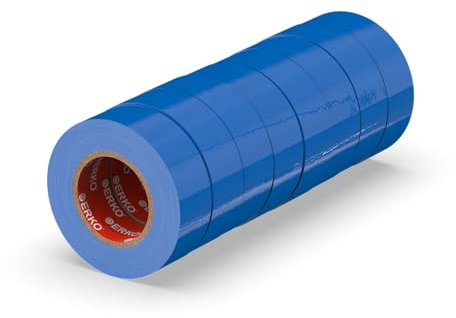 ERKO Isolierband Blau 19mm x 20m PVC Set 8 Stück Elektrische Leitungen Reparatur, Hochflexibel mit starker Klebekraft, Chemiebeständig, Wasserfest, Klebeband