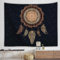 Wandteppich Traumfänger Dunkles Gold Federn,Wandtuch Mandala Wanddeko Schlafzimmer Deko Boho Style Tapestry,Makramee Wandbehang Psychedelic Wand Tuch,150x100 cm