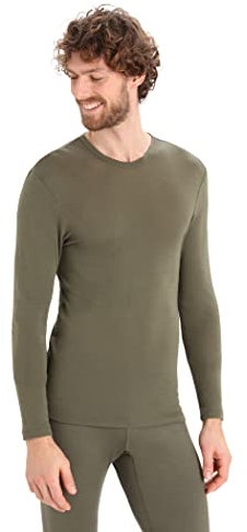 Icebreaker Men's 175 Mid Weight Everyday Top - Long Sleeve Crew T-Shirt - 100% Merino Wool Base Layer - Loden, XL