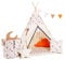 Rainbow Kids Tipi Zelt für Kinder | Baumwollsegeltuch Tippi Kinderzelt, Mehrere Muster und Farben mit und ohne Spielzubehör für Outdoor- und Indoor-Kinderspaß (Fuchsi und Bärchen, mit Zubehör)