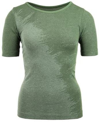 duParc Women's Active Wear Sportshirt, nahtlos, schnell trocknend, Melange-Effekt Yoga Shirt, Grün, Large