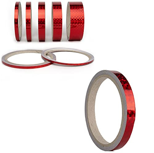 Oilslick Zierstreifen Sticker Fahrzeug Tuning Aufkleber Seitenstreifen Hologramm Klebebänder Design Stripes Regenbogen Effekt Zierband Folie Modellbau Basteln (8 mm, Mosaik Rot)