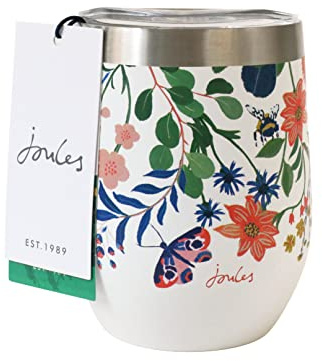 Joules Bright Side Metal Reusable Insulated Travel Tumbler for hot or Cold Drinks JLS2144 Height 11cm