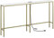 SONGXIN 63 Inch Console Table with Power Outlet,Modern Narrow Sofa Table Behind Couch,Skinny Entry Table with Gold Metal Frame for Entryway,Living Room, Hallway,Marble White