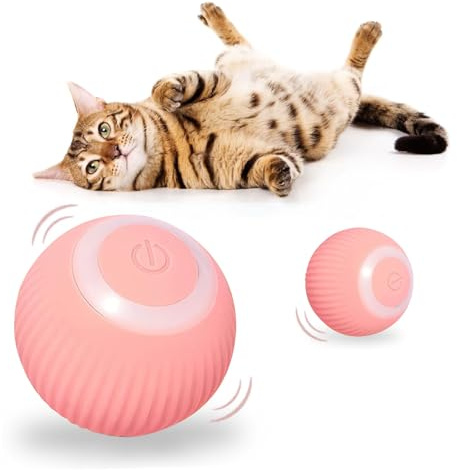 HENGBIRD Jouet de Balle Interactif pour Chat, Boule avec lumière LED, Chargement USB-C, Balle pour Chat Interactive, Jouets pour Chats pour Chien Chatons (Rose)