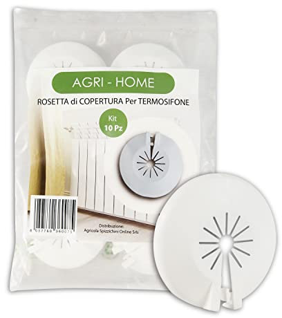 AGRI-CULTURA® | Kit 10 Rosette Universali per Termosifoni | Regolabili [8-22 mm] | Made in Italy | Ideali per Coprire Tubi e Radiatori.