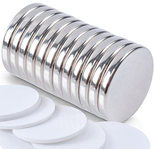 MIN CI 12 Stück Magnete Selbstklebend Stark, 20x3mm Neodym Magnete Stark Runde Magnete Flache Magnet zum Kleben Magnete für Magnettafel Kühlschrank Whiteboard Klein Starke Magnete