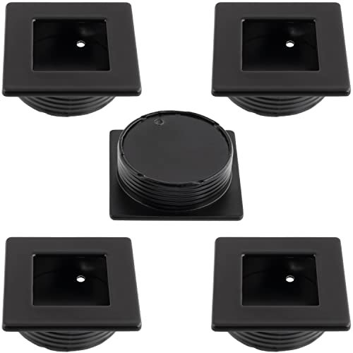 AERZETIX - C64299 - Juego de 5 tiradores empotrados cuadrados 46x46mm Ø40mm para puerta corredera - mueble armario alacena cajón decoración interior cocina salón - en plástico - color negro mate