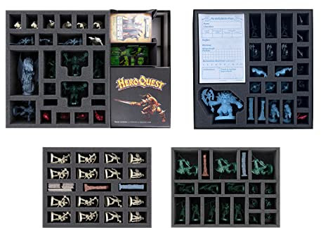 Feldherr Schaumstoff und Organizer Bundle kompatibel mit HeroQuest (2021) Mythic Box + 3 Erweiterungen - in Brettspielboxen