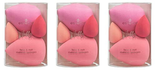 essence fluffy dreams face & eye makeup sponges, Mehrfarbig, vegan, Nanopartikel frei, 3er Pack (3x4pcs)