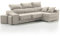 Sofá Chaise Longue Loki Derecha 4 Plazas Arena Sistema de Limpieza ACUALINE Arcón 2 Puffs Asientos Extensibles Tejido Desenfundable