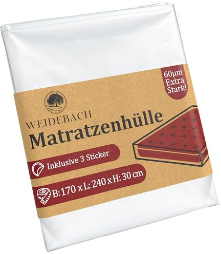 WEIDEBACH Housse protège matelas robuste pour matelas Queen-Size de 160 x 200cm, sac de rangement matelas pour stockage et transport, housse protection pour matelas contre odeurs et humidité