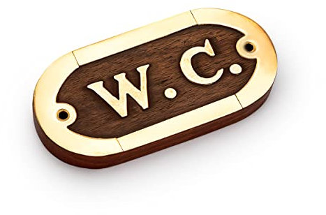 NKlaus Türschild WC aus Messing und Holz Toilettenschild 10,5x5cm Dekoration Schilder 11765