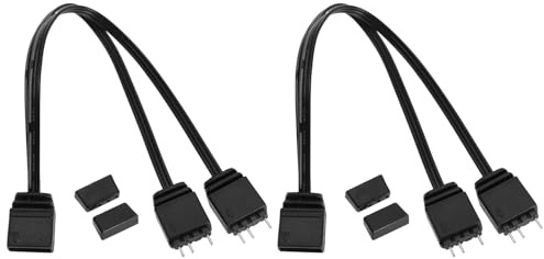 2PCS RGB Light Strip Extension Cables 3Pin Extension Connector Cord Wire For ARGB MB Connectors ARGB LED Fans 3PIN Female to 3PIN Male, 15cm