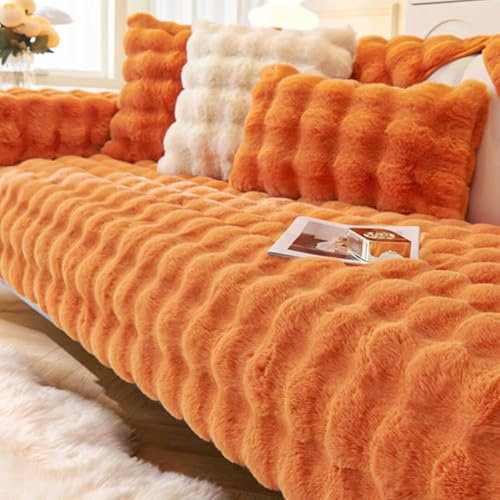 Bettschlange Kaninchen Plüsch Sofabezug L Form 1 2 3 4 Sitzer, Sofa Überzug Ecksofa U Form, 2023 Neue Universelle rutschfeste Sofaschoner, Superweiche SofaÜberwurf aus Kunstpelz für Wohnzimmer