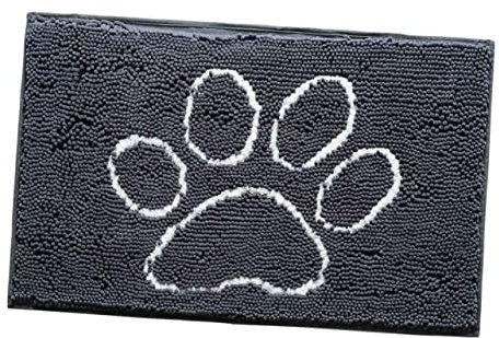 FRCOLOR Pet Carpet Snowen Long Hair Eco-friendly Tpr Bottom Water Absorbent Non-slip Non-leaking Easy-clean Deep Grey One for Pet Cat Dog Puppy Kitten