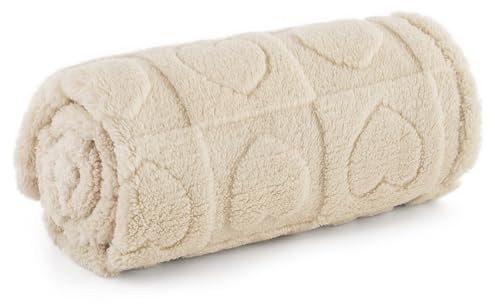 Bedsure Hundedecke für Haustier Hunde Katzen Welpen Weiche Warme Matte, flauschig und weich, Cremeweiß 60x80 cm