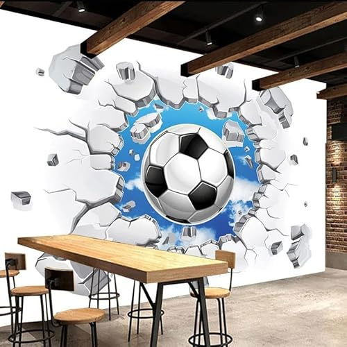MERVOS 3D Wallpaper Wallpaper Wall Painting Minimalist Football Broken Wall Living Room Bedroom tv Background Wall Sticker
