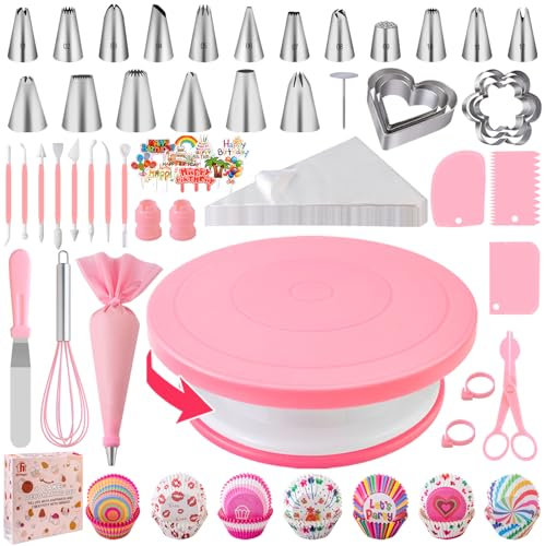Kit Patisserie Douille Patisserie 285pcs, Nifogo Patisserie Accessoire, Ustensiles à Pâtisserie Inclure Plateau Tournant Gateau, Poche a Douille, Spatule