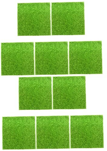 Sosoport 10 Pièces Pelouse en Gazon Artificiel Décoration De Jardin Peluche Faux Décor Floral Pelouse Verte De Simulation De Jardin Tapis Naturel Terrarium Mur Végétal Animaux