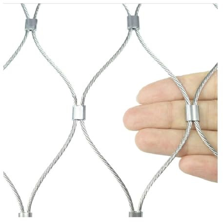 Yoeoefuo Fence Dog Fence Pasture Fence 1 x 10 m 2 x 10 m 3 x 10 m 304 Stainless Steel Wire Mesh 2 mm Flexible Cable Balustrade Net Wire Mesh Anti-Fall Protective Net Animal Cage Net Wire Mesh Fence