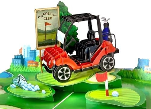 SENDAPOP Golfkarte für Männer, Pop-Up-Geburtstagskarte für Vater, Ehemann, Opa, Pop-Up-Vatertagskarte, Vatertagskarte für Ihn, Grußkarte, Golfer, Geburtstag