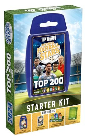 Top Trumps World Football Stars Top 200 Starter Kit Card Game, Play with Lionel Messi, Sadio Mane, Mac Allister, Ederson and Jamal Musiala, educational gift for ages 6 plus