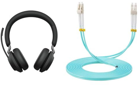 Jabra Evolve2 65 Wireless Headset & Elfcam - Glasfaserkabel LC/UPC auf LC/UPC, OM3, Multimode-Duplex-Glasfaserkabel 50/125um LSZH, 15M