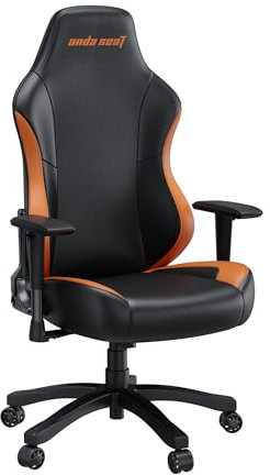 Anda Seat Luna Large Gaming Chair for Adults - Ergonomic Reclining Video Game Chairs, PVC Leather Computer Home Office Chair, Heavy Duty Neck & Back Lumbar Support - Black/Orange Folding Recliner Seat