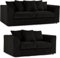 Sofa Seater - Jumbo Cord Scatter Back Soffa 3 and 2 Seater Sofas Suite Comfortable Dylann 3 Seater L Shaped Corner Sofaa Couch Bed Seater for Living Room Lounge (Black, 3 x 2 Sofa Suite)