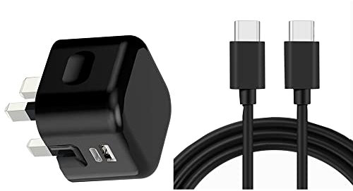 USB C Charger Plug, 20W Dual Ports USB A + TYPE-C PD Wall Charger For Lenovo Tab M10 (Gen 3)/M10 Plus (3rd Gen)/M11/M10 HD (Gen 2)/Tab P11/P11 Pro/P11 Plus/P12 Plug with Cable (BLACK)