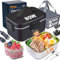 Nifogo Electric Lunch Box for Adults 80W Portable Heated Lunch Box for Men 3 in 1 Portable Food Warmer 230V/12V/24V with 1,8L Removable Stainless Steel Container & Bag(Black)