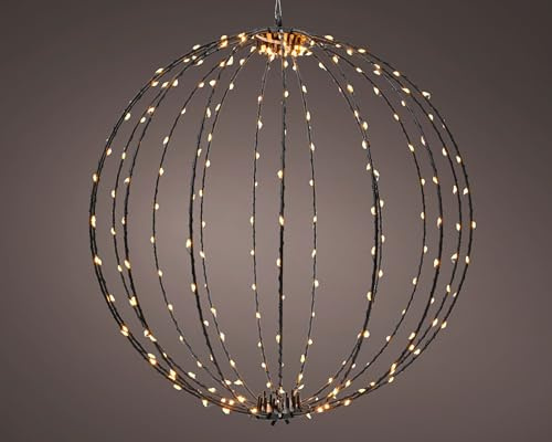 Kaemingk Large Black Christmas Metal Light Ball - Classic Warm LED Christmas Light - Large Globe Light - Round Sphere - 38cm Frame Ball - 240 Micro LEDs - Indoor Outdoor Xmas Decoration.